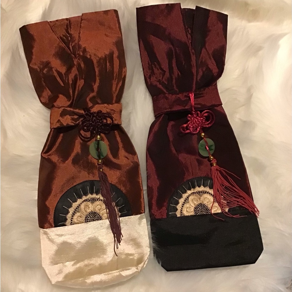 Silk Wine Bottle Holders Set